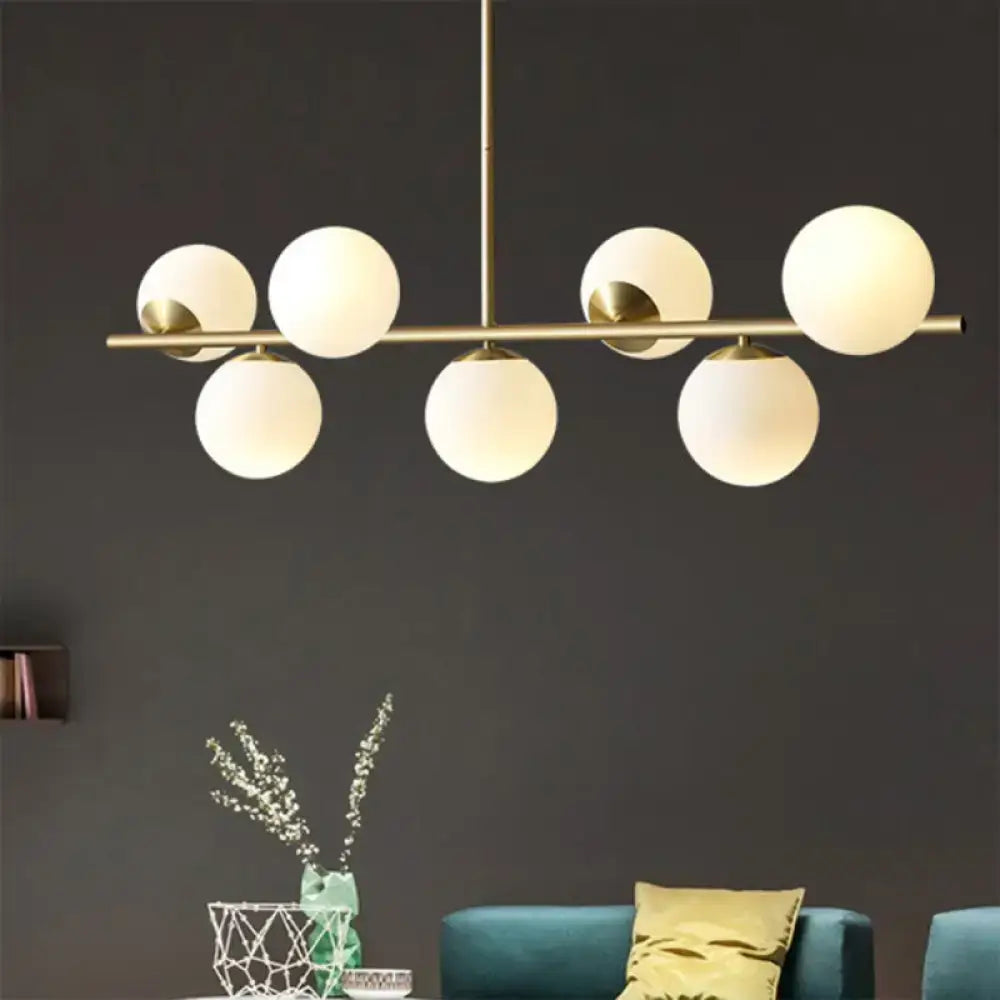 Decorbites contemporary brass pendant lamp with six frosted glass globe shades for living room sphere island lighting 220v-240v