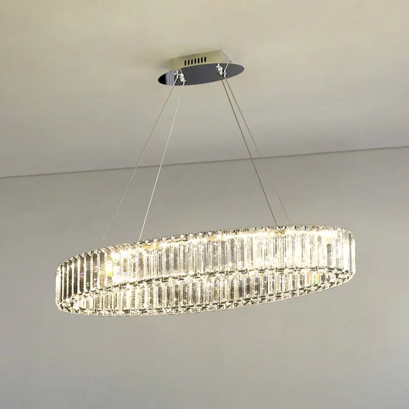Decorbites™ contemporary clear crystal prism hanging lamp with k9 crystals and stepless dimming for dining table lighting