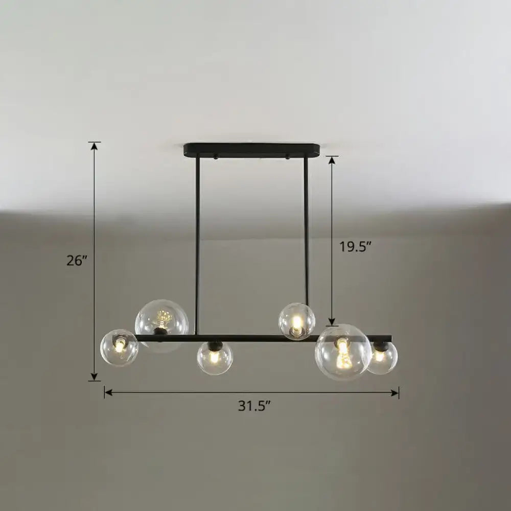 Black metal DecorBites™ chandelier with five clear glass globe bulbs ceiling light for dining room use