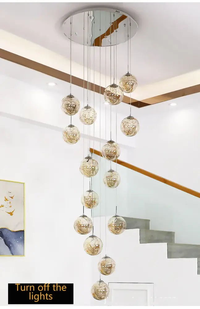 DecorBites™ contemporary crystal ball chandelier with modern spiral spherical glass orbs for dining room lighting