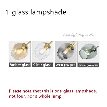 Decorbites contemporary glass bubble chandelier with amber clear smoke gray or gradual green glass bubble and gold fixture