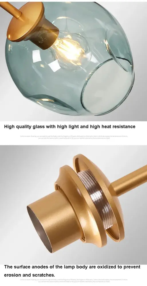DecorBites Contemporary glass bubble chandelier with a translucent teal glass bubble and brushed brass fixture for living room