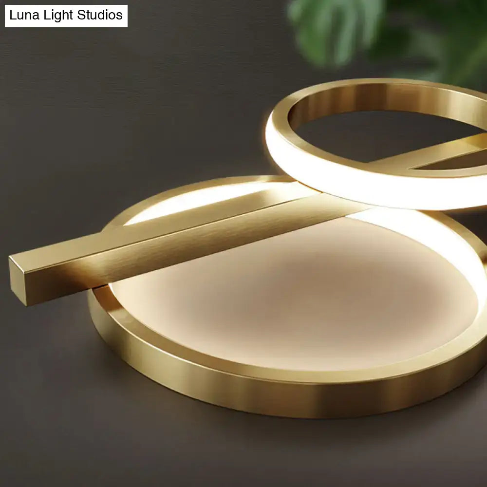 DecorBites™ contemporary gold-toned led island lamp with sleek circular and rectangular smoke grey illuminated elements