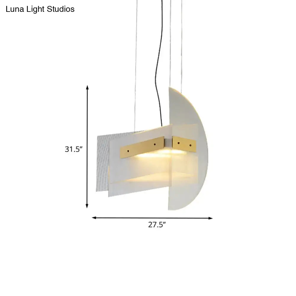 DecorBites™ contemporary gold geometric chandelier with white pendant light and gold-toned metal accents for dining room