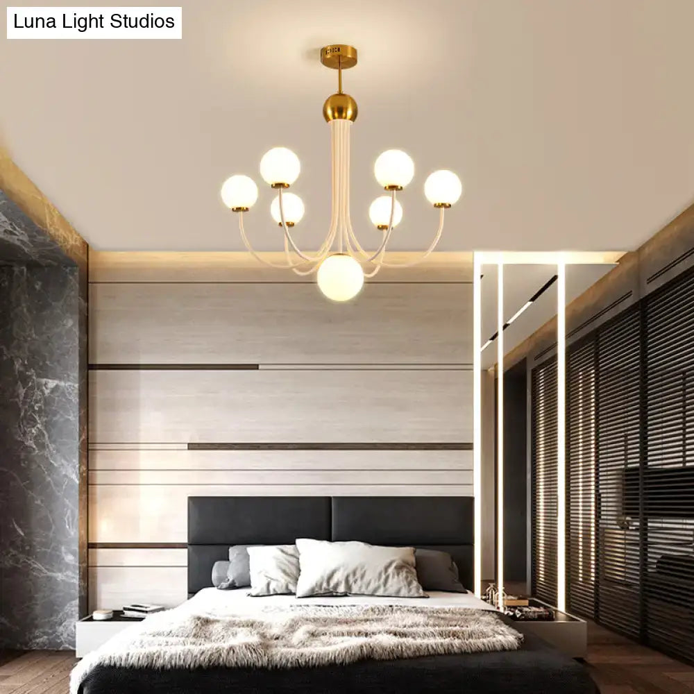 Decorbites™ contemporary gold glass spherical ceiling chandelier with 5 7 bulbs and sleek modern design