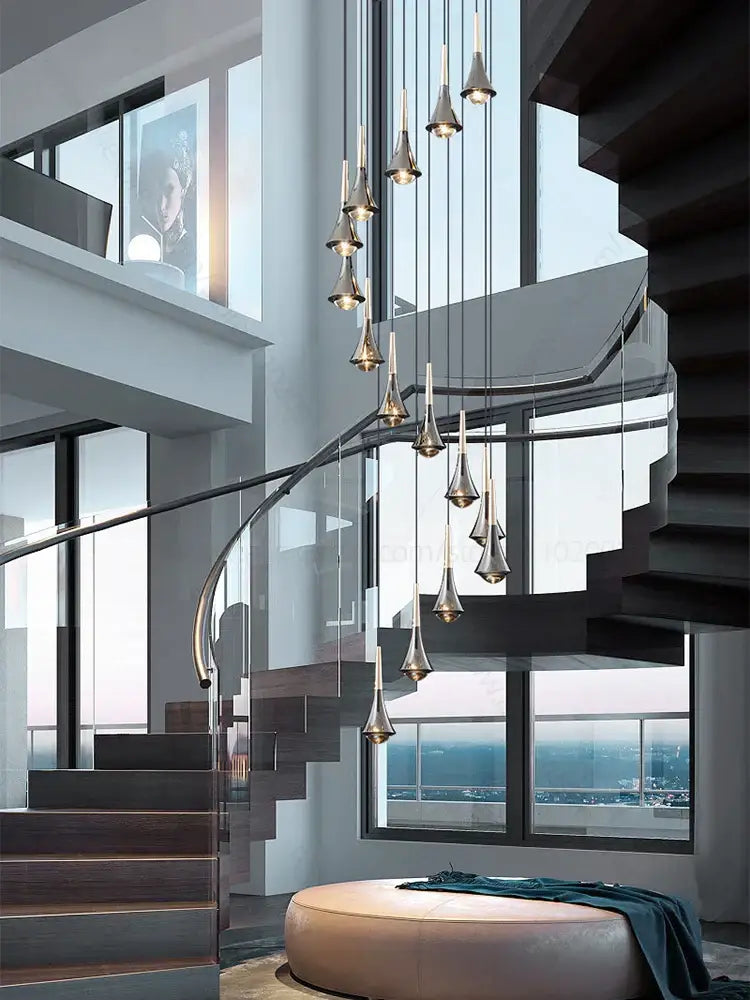 Sleek decorbites contemporary horn chandelier with black glass metallic pendants for modern living room lighting