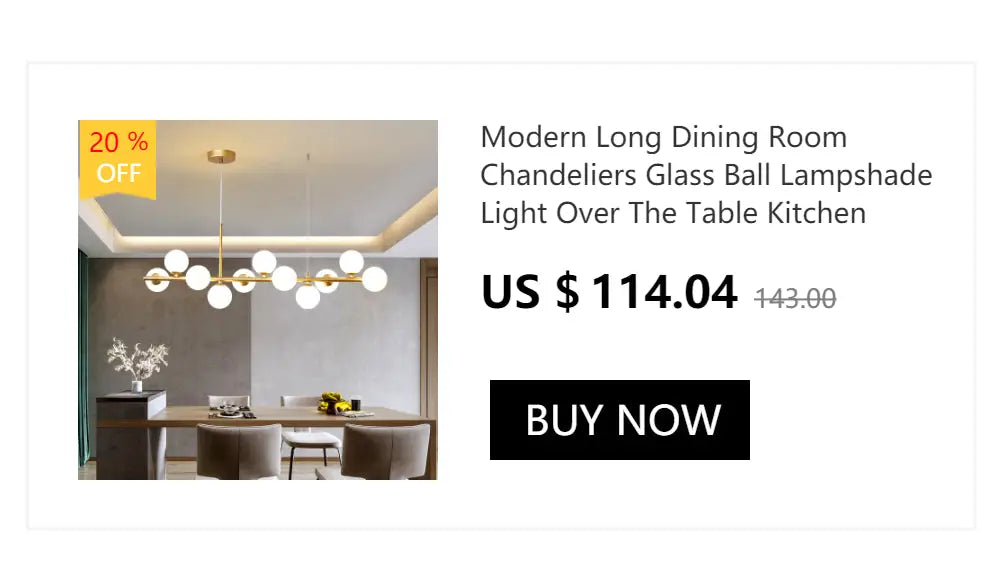 DecorBites™ contemporary led chandelier with glass ball lampshades and gold frame for dining room lighting