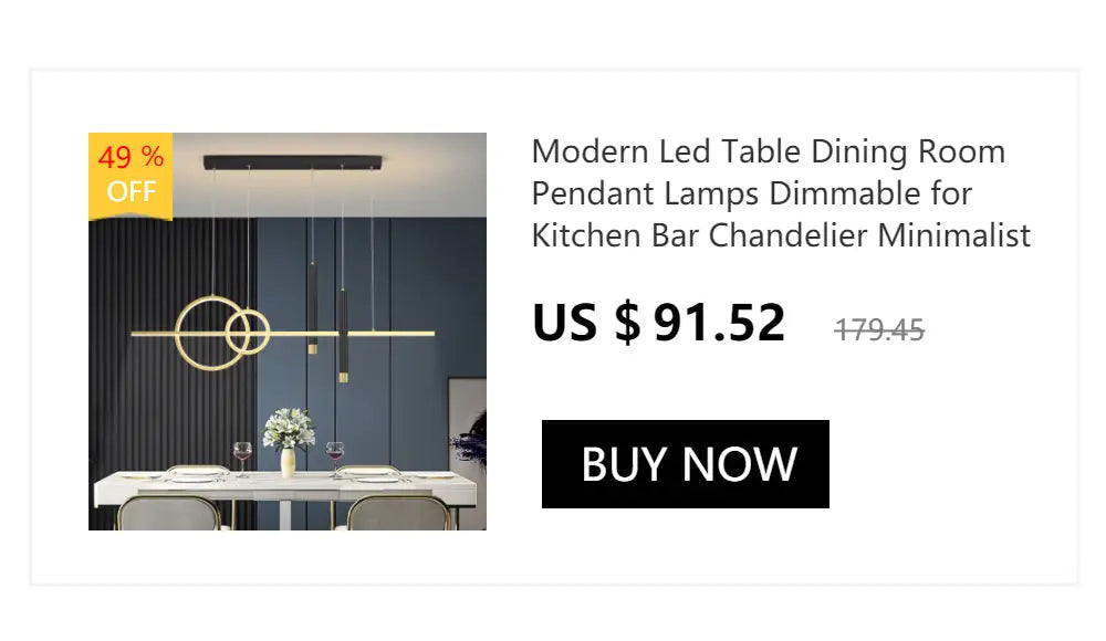 Modern gold-toned DecorBites™ contemporary led chandelier with minimalist circular design for dining room lighting