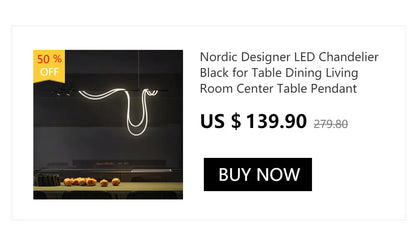 Black nordic designer led contemporary led chandelier with sleek design and glowing white light for dining room lighting