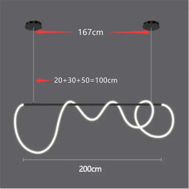 Modern white DecorBites™ contemporary led chandelier with sleek wavy design and black mounting hardware for dining room lighting