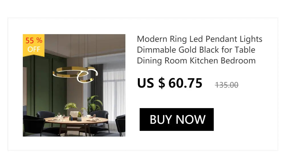 Decorbites™ contemporary led chandelier with a modern gold and black ring design for dining room lighting