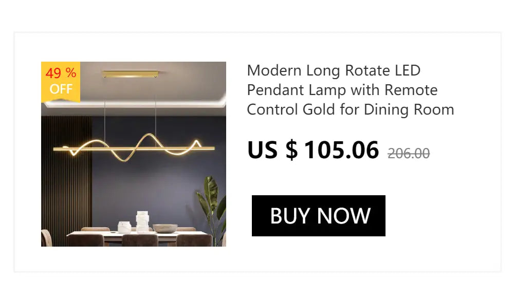 Gold-colored decorbites™ contemporary led chandelier with sleek wave design and remote control for dining room lighting