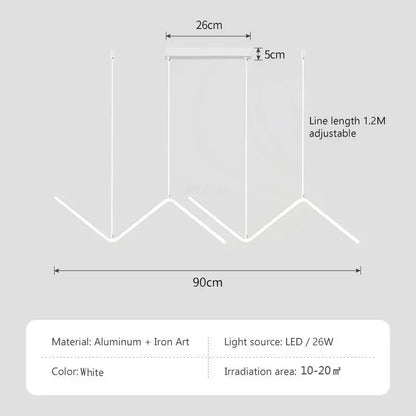 White modern decorbites™ contemporary led pendant lights 2-head 90cm with minimalist aluminum and iron design
