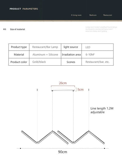 Adjustable gold and black aluminum and silicone decorbites led pendant lights 2-head 90cm for restaurant and bar use