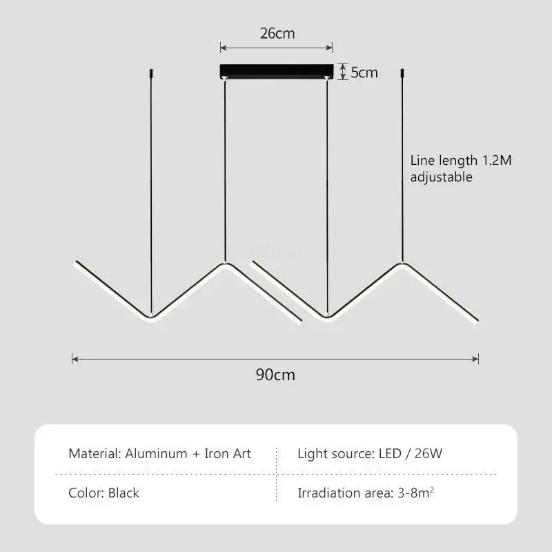 Decorbites™ contemporary black led pendant lights with sleek aluminum iron design and adjustable 1.2 meter line