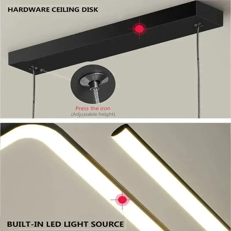 Decorbites™ contemporary black rectangular hardware ceiling disk with built-in led source for pendant lights