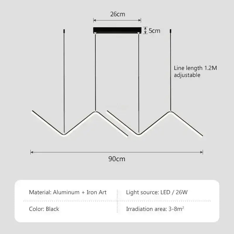 Decorbites™ contemporary black led pendant lights with sleek aluminum iron design and adjustable 1.2 meter line