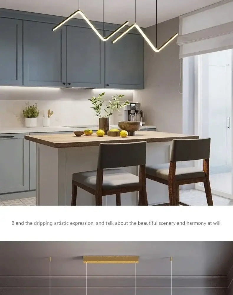 Modern geometric decorbites™ led pendant lights 2-head with sleek zigzag design and warm led illumination