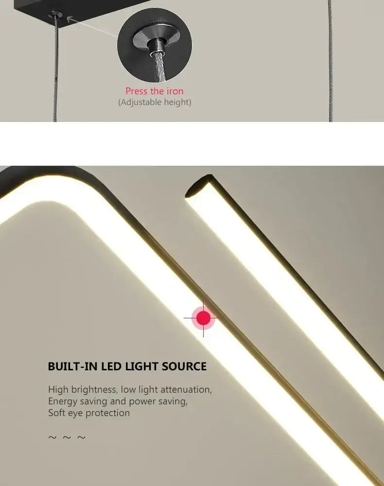 Modern black DecorBites™ led pendant lights with sleek angular design and built-in led lighting 2-head 90cm