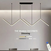 Modern black minimalist DecorBites™ led pendant lights with angular zigzag design and warm white illumination