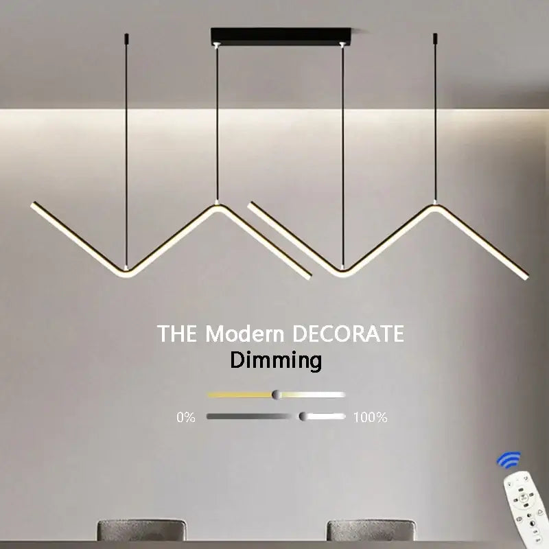 Modern black minimalist DecorBites™ led pendant lights with angular zigzag design and warm white illumination
