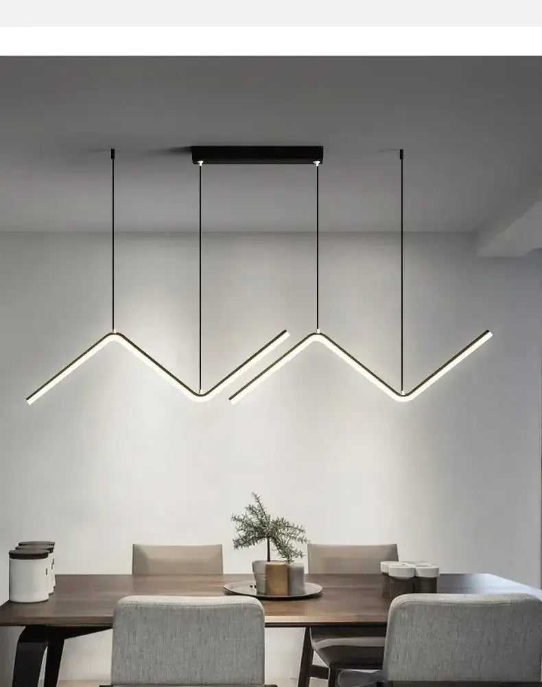 Modern black decorbites™ led pendant lights 2-head with sleek angular design hanging above dining table