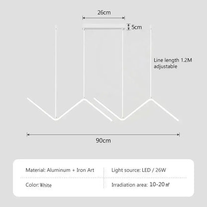 White modern decorbites™ contemporary led pendant lights 2-head 90cm with minimalist aluminum and iron design