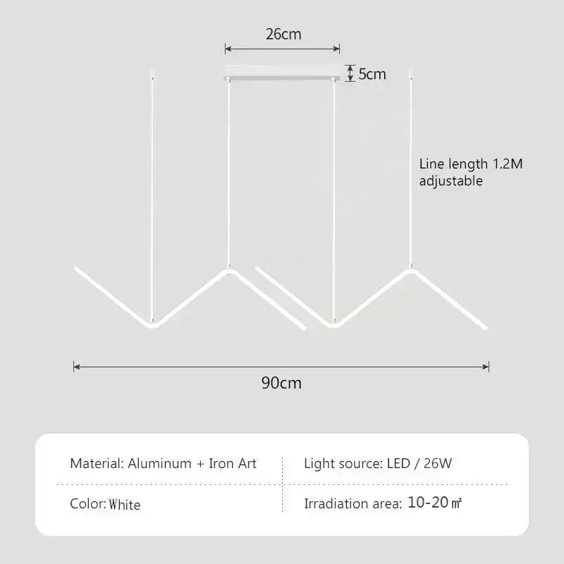 White modern decorbites™ contemporary led pendant lights 2-head 90cm with minimalist aluminum and iron design
