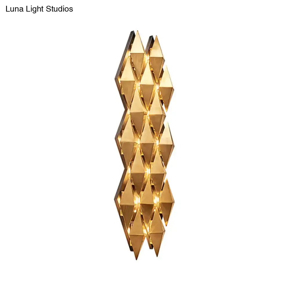 Modern gold diamond wall lamp with a geometric faceted design LED light fixture for bedroom lighting
