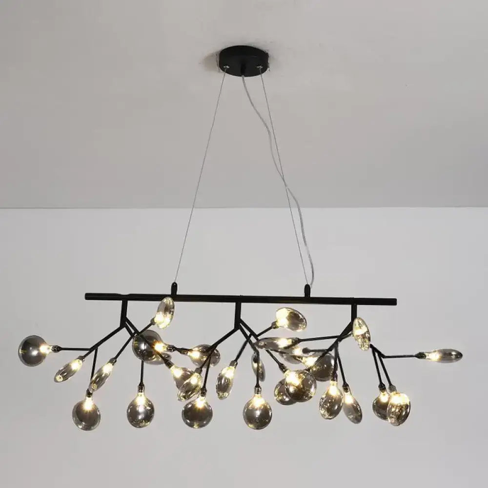 DecorBites contemporary black metal pendant with round canopy and clear glass shade teardrop bulbs for bedroom lighting
