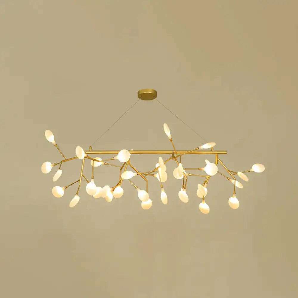 DecorBites™ gold-toned metal pendant with round canopy and frosted glass globe lights in island branch design
