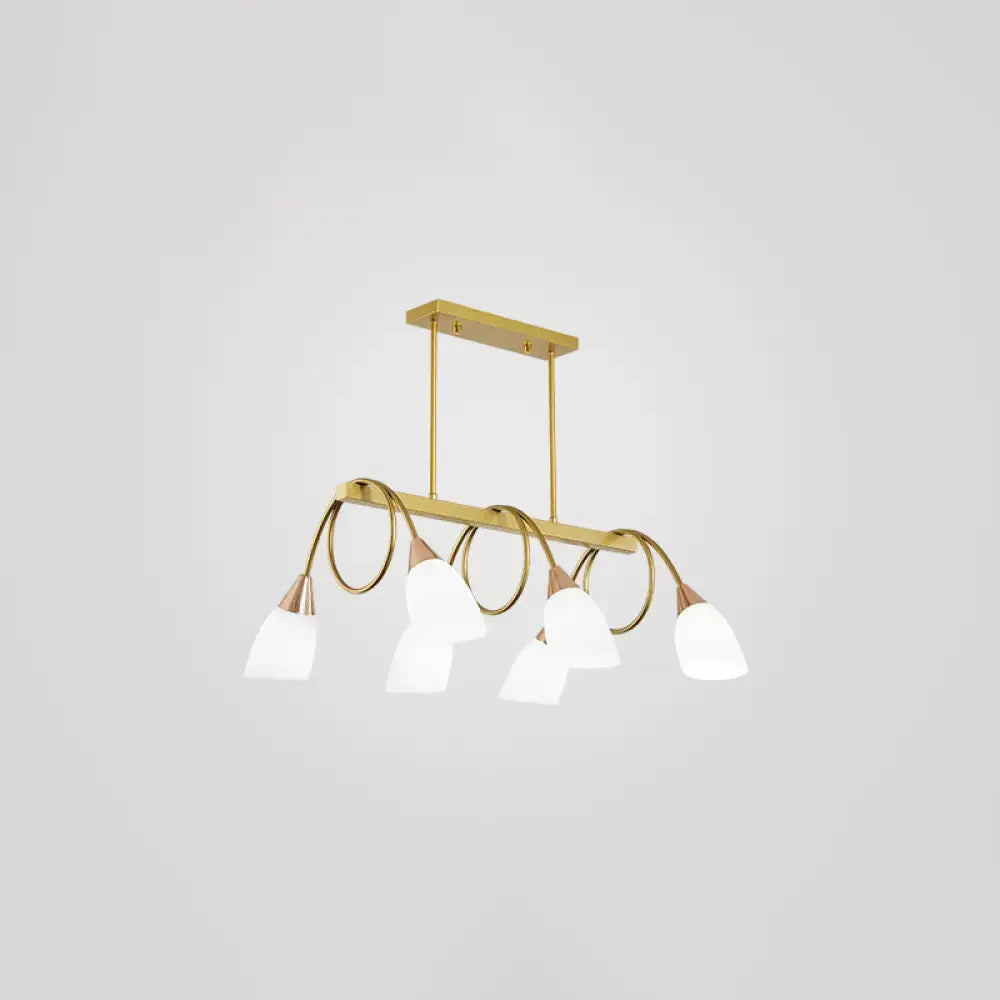 Decorbites™ contemporary milk glass pendant light with gold-toned tulip shade island lamp for restaurants