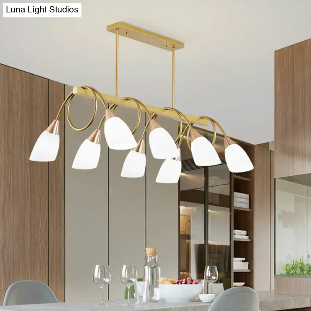 Decorbites™ contemporary milk glass pendant light tulip shade island lamp with gold-toned curved arms for restaurants