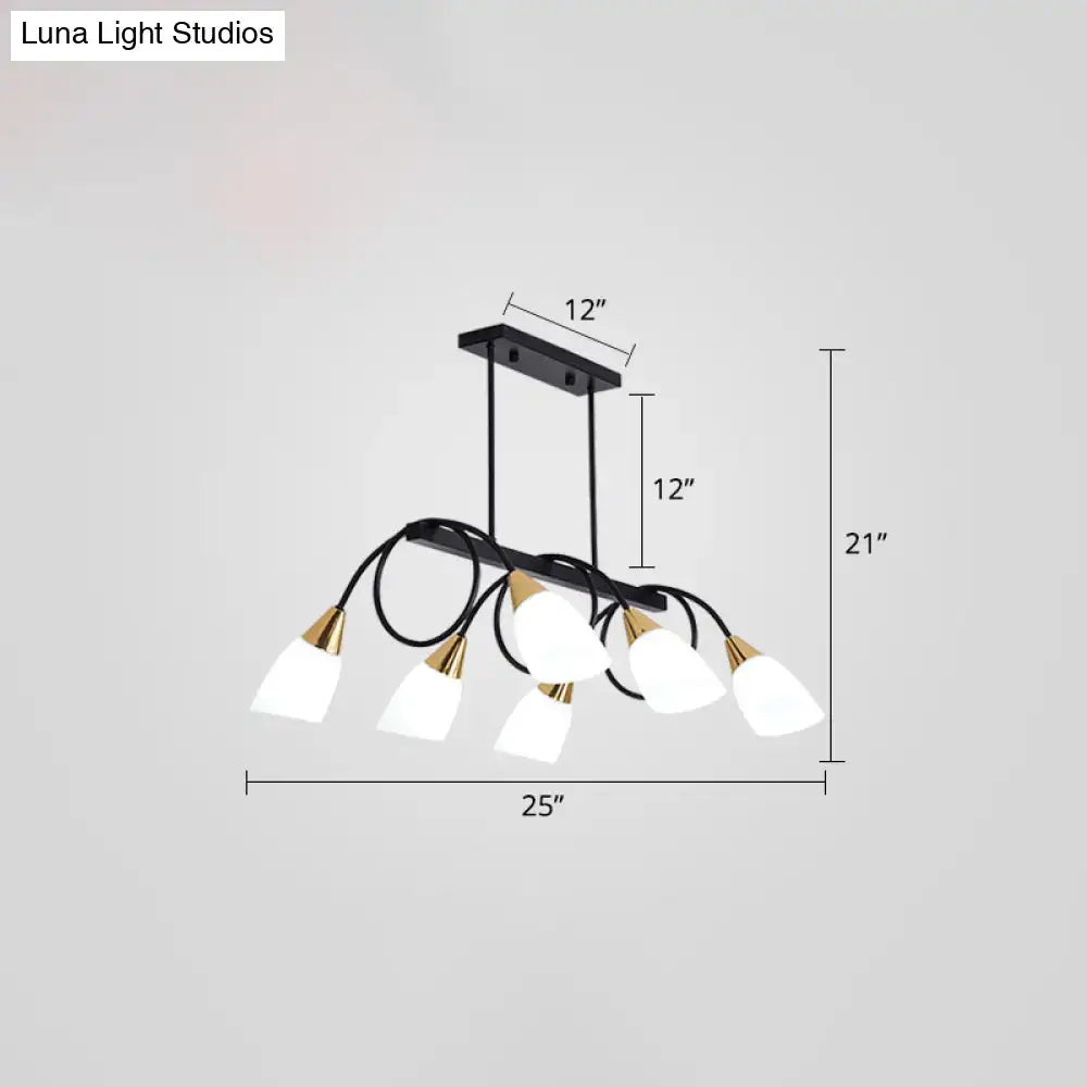 Modern black and gold decorbites™ contemporary milk glass pendant light with five frosted tulip shade island lamps ideal for restaurants