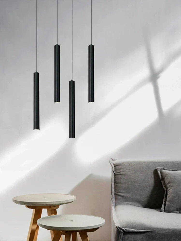 Decorbites™ contemporary nordic led pendant light with black cylindrical design for dining room illumination