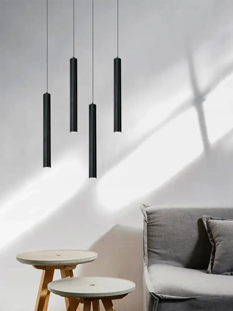 Decorbites™ contemporary nordic led pendant light with black cylindrical design for dining room illumination