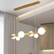DecorBites™ contemporary wood pendant with gold-toned globe shade for dining room 110v-120v lighting fixture