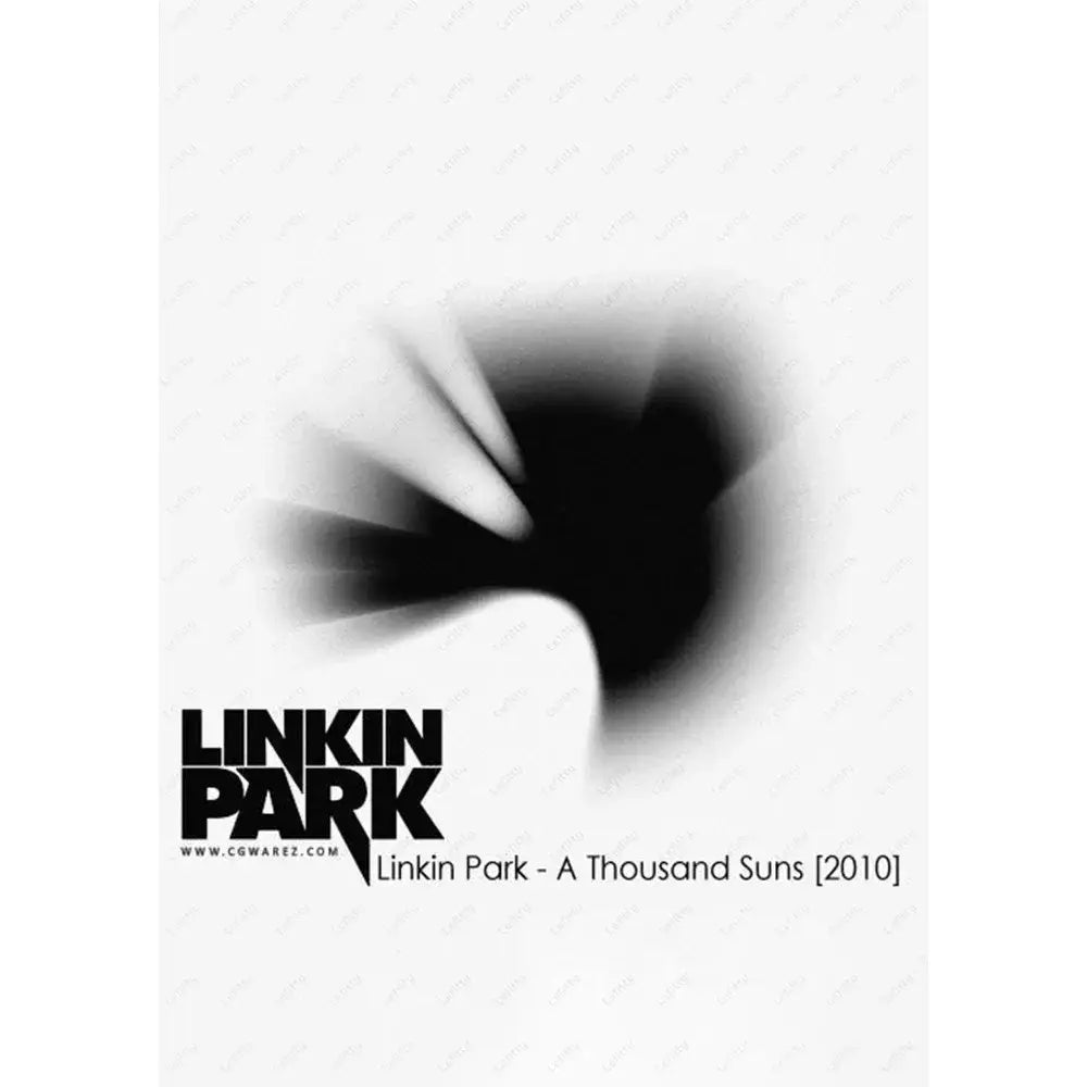 Black and white abstract graphic wall art poster featuring linkin park a thousand suns album cover from decorbites