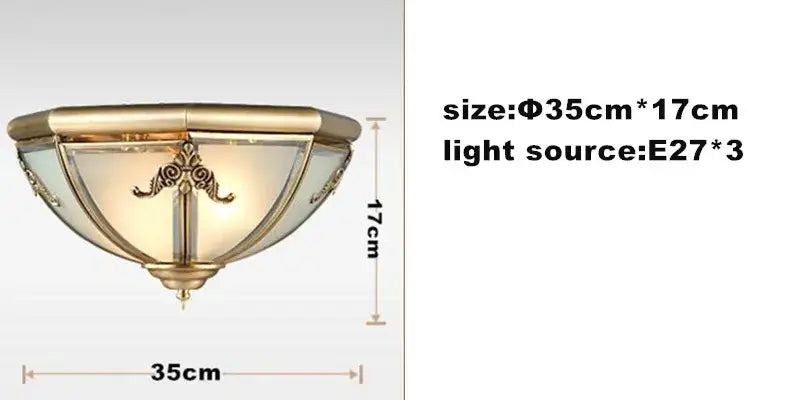 Antique brass ornate scrollwork copper ceiling light with gold-toned curved glass shade for balcony decorbites copper ceiling