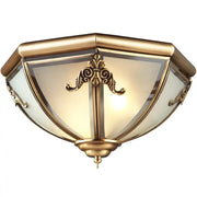 Antique brass ornate scrollwork copper ceiling light with frosted glass panels for decorbites copper ceiling decor