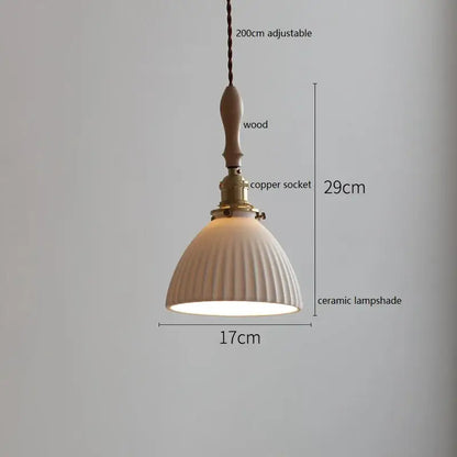 DecorBites™ Copper Ceramic LED Pendant Lamp with Wood Handle for Home Decor