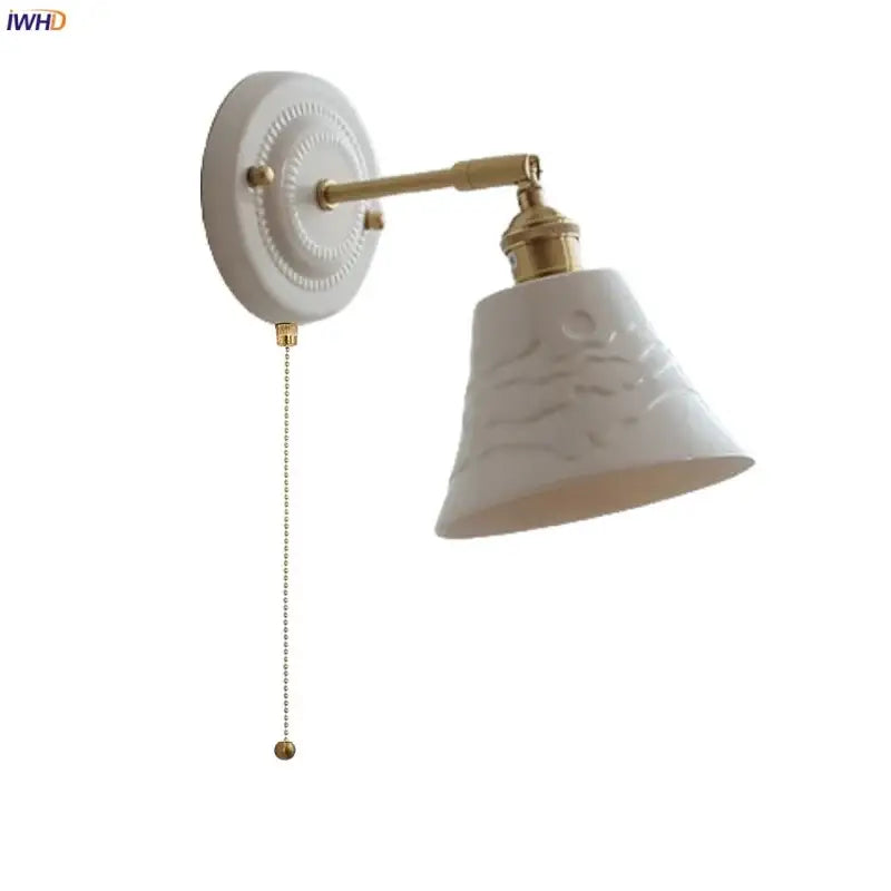 Decorbites™ Kupfer-Keramik-LED-Wandleuchte mit Zugschalter für Treppenhaus und Wohnzimmer