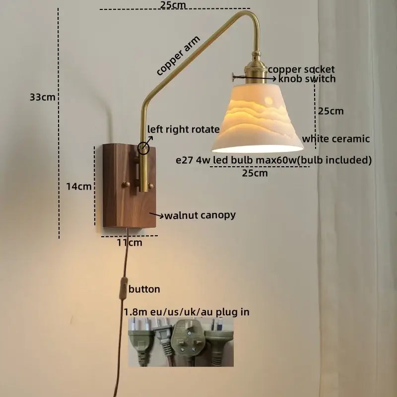 DecorBites™ Copper Ceramic LED Wall Lamps Modern Style for Bedroom Living Room Bar
