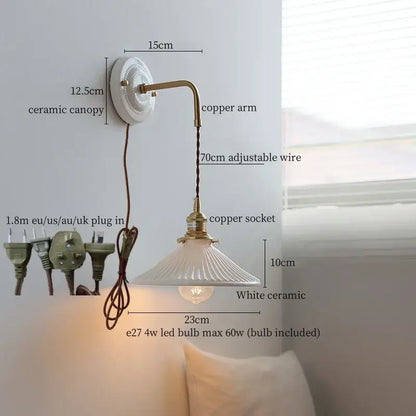 Decorbites™ Kupfer-Keramik-LED-Wandleuchte mit Zugschalter für die Wohnzimmerdekoration.