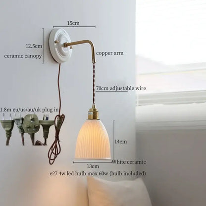 Decorbites™ Kupfer-Keramik-LED-Wandleuchte mit Zugschalter für die Wohnzimmerdekoration.