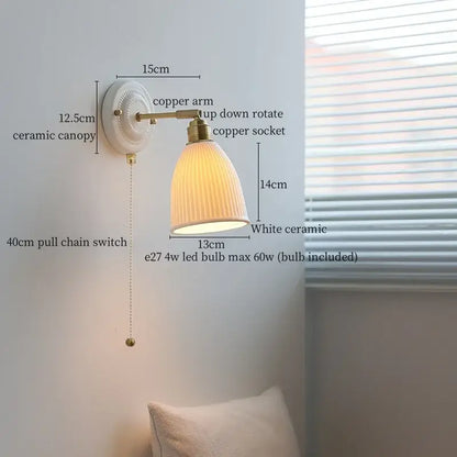 Decorbites™ Kupfer-Keramik-LED-Wandleuchte mit Zugschalter für die Wohnzimmerdekoration.