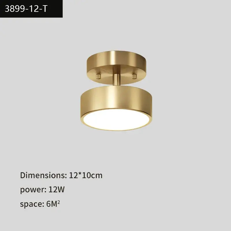 Modern decorbites copper chandelier hallway led ceiling lamp with brass-finished flush-mount and warm white light