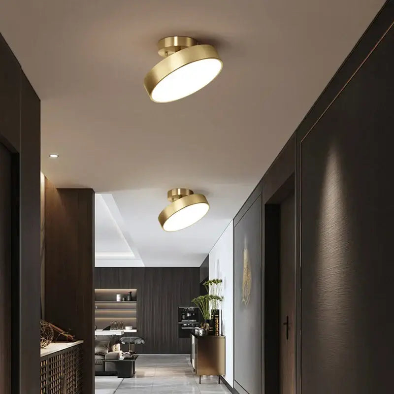 Modern decorbites copper chandelier gold-finished circular ceiling light with sleek design for hallway illumination