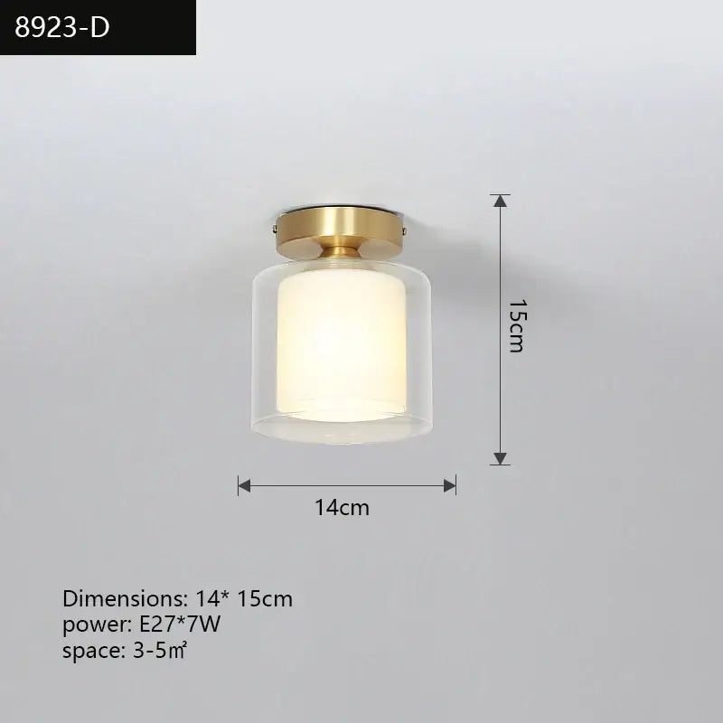 Modern decorbites copper chandelier with brass-finished wall sconce and clear glass cylinder diffuser for hallway lighting