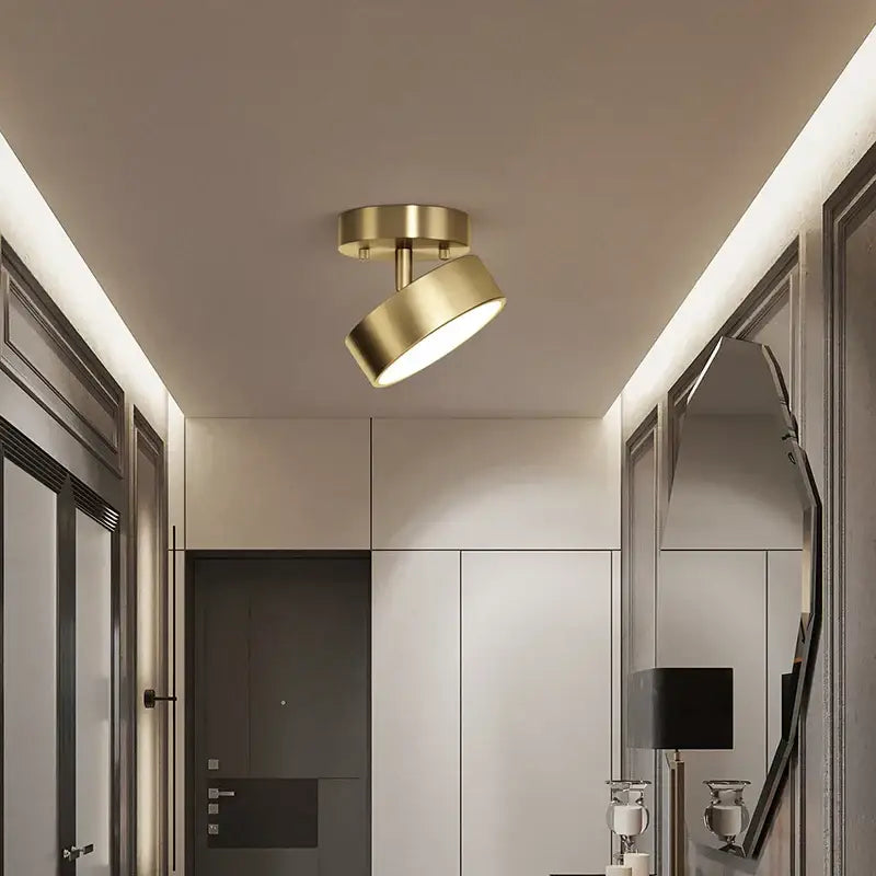 Gold-finished adjustable spotlight fixture with modern design in decorbites copper chandelier hallway led ceiling lamp